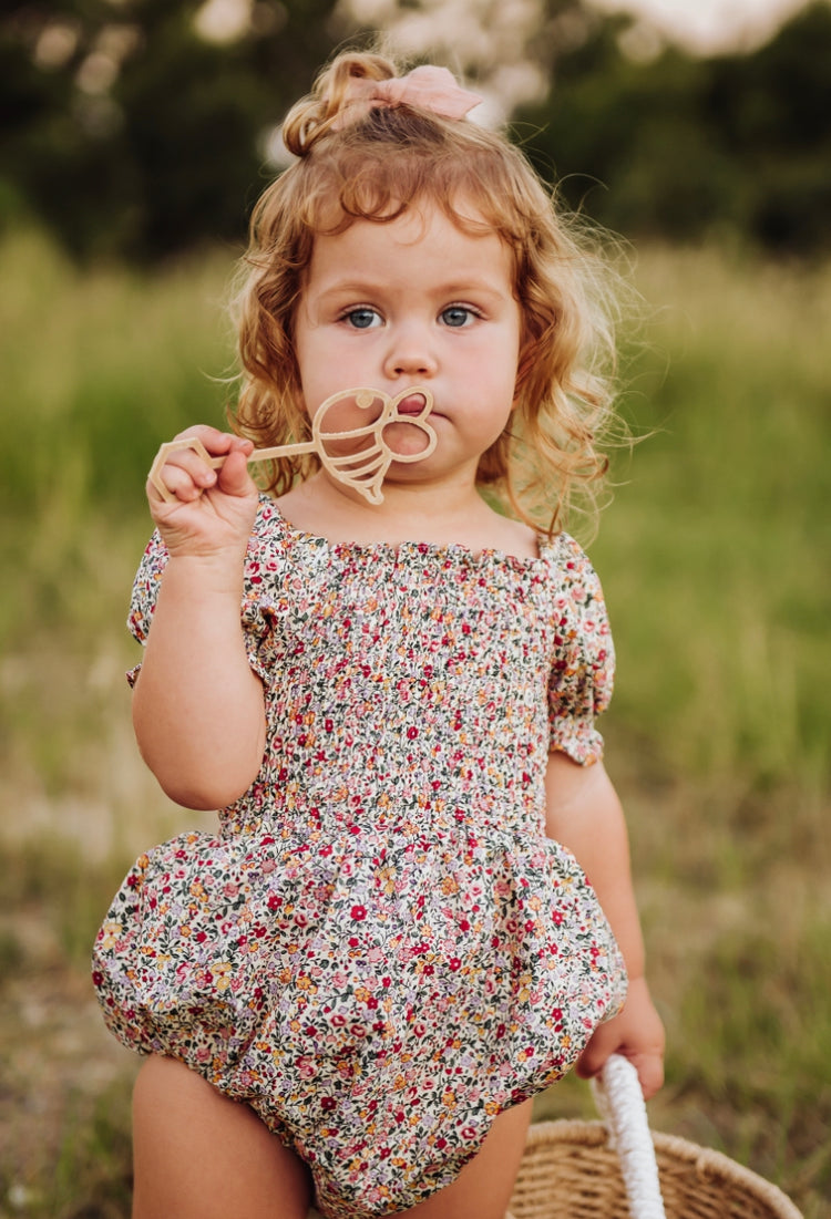 Berry Floral Shirred Romper