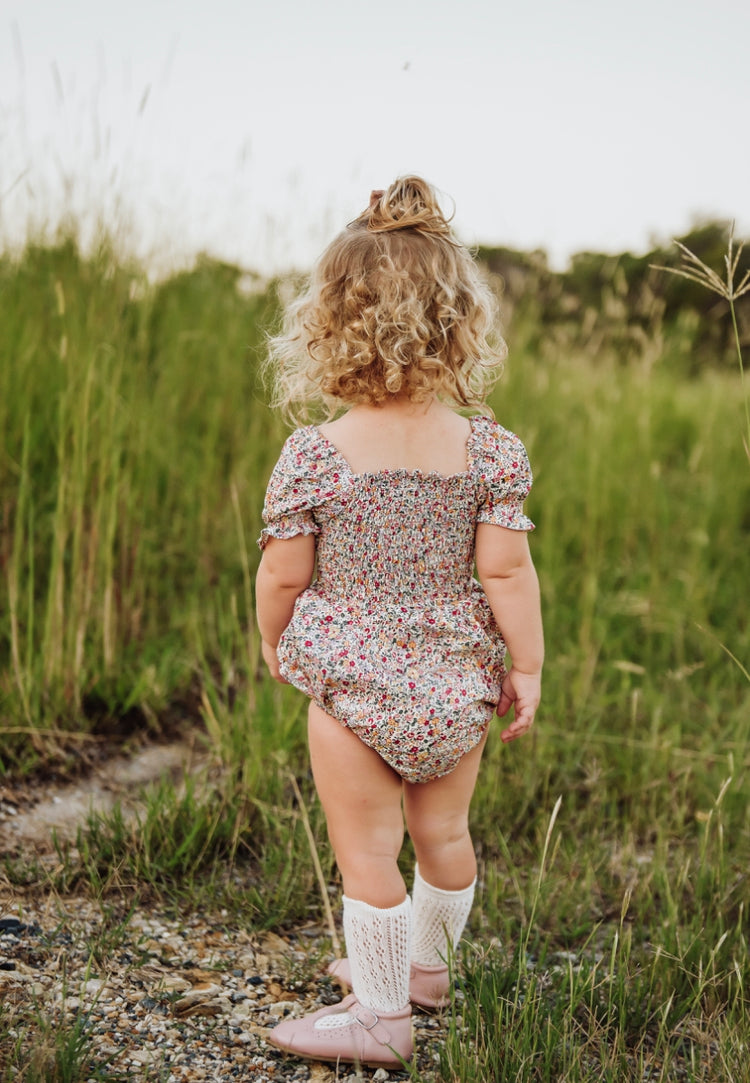 Berry Floral Shirred Romper